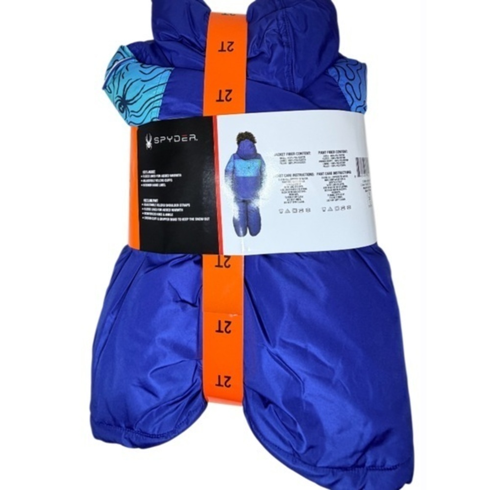 Spyder Kids 2 Piece Snowsuit Jacket Bib Pants Blue Size 2T NWT